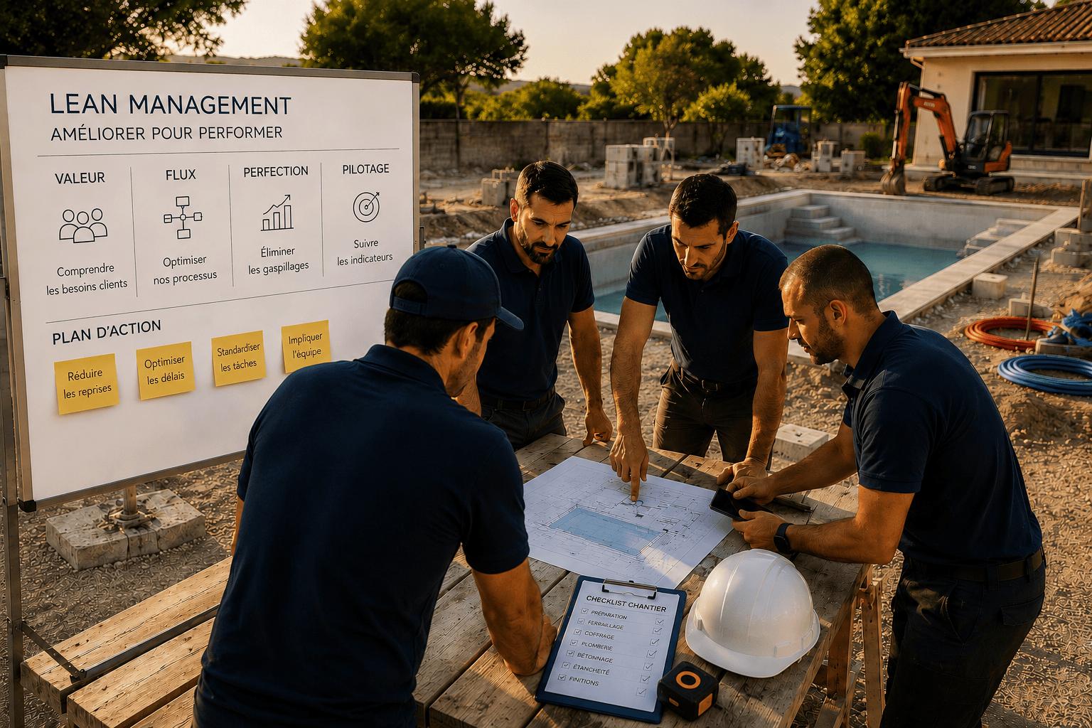 Accompagnement des TPE PME à la mise en place et au suivi d'une démarche qualité et à la préparation d'audits de Certification de Services. Spécialisé contructeurs de piscine, audits Socotec.